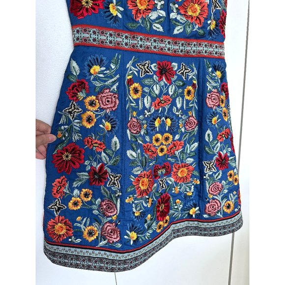 NWT Alice + Olivia Patty Embellished Mini Dress Floral Embroidered Riviera 4 - Picture 9 of 13